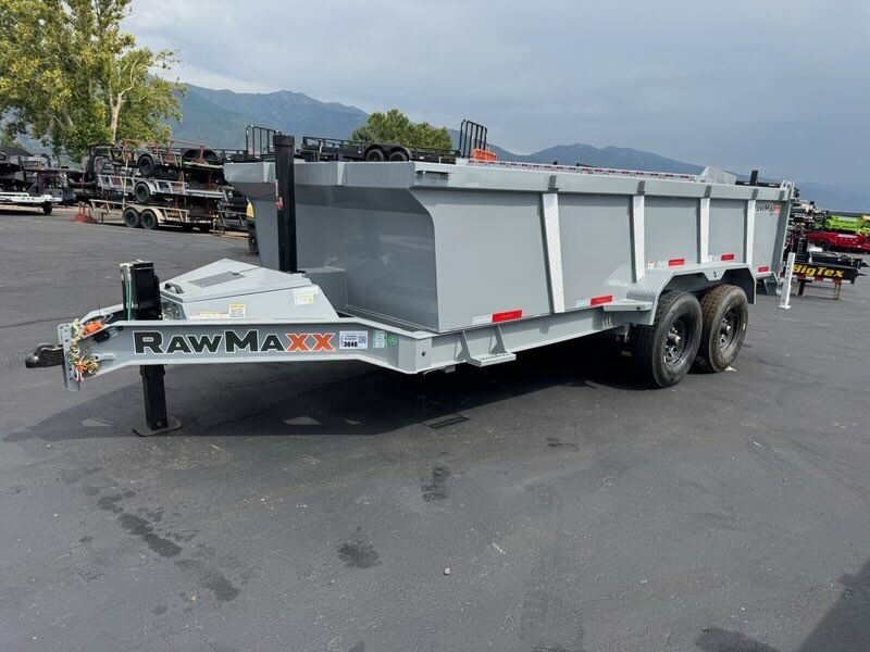 2026 RawMaxx 7X16 LPXT 14K with Hydraulic Jack and Stabilizer Legs Telescopic Dump Trailer
