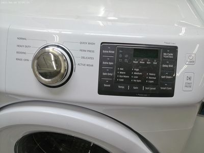White Samsung Stackable Front Load Washer and Electric Dryer~90 Day Guarantee