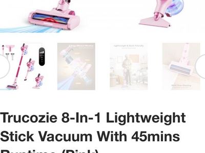 Trucozie T350 Cordless Stick Vacuum Cleaner Pink 150W