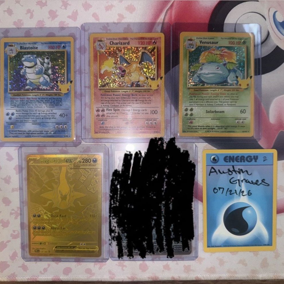 Pokémon Celebrations Blastoise, Charizard, Venusaur & Gold Darkrai ex Cards - Lot of 5