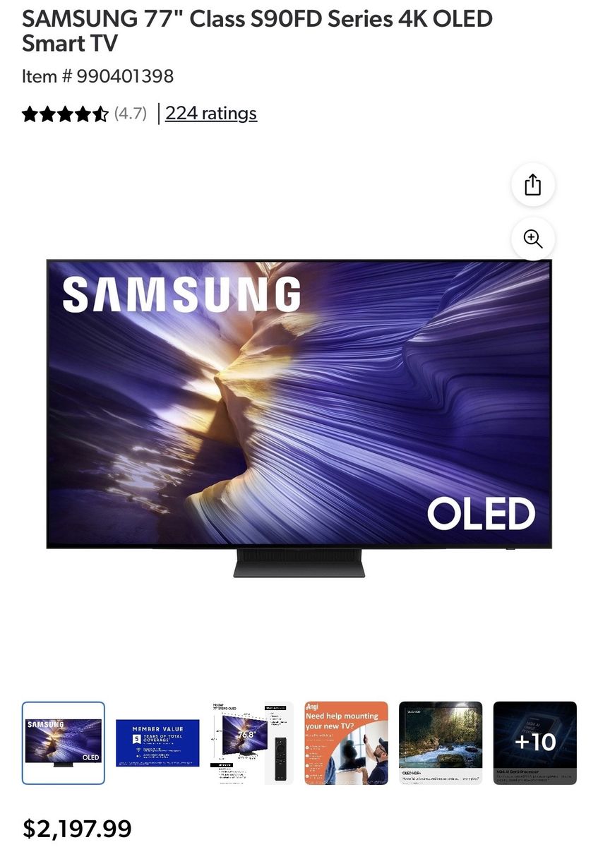 Samsung 77" Class S90FD Series 4K OLED Smart TV (2025 Model) - New in Box
