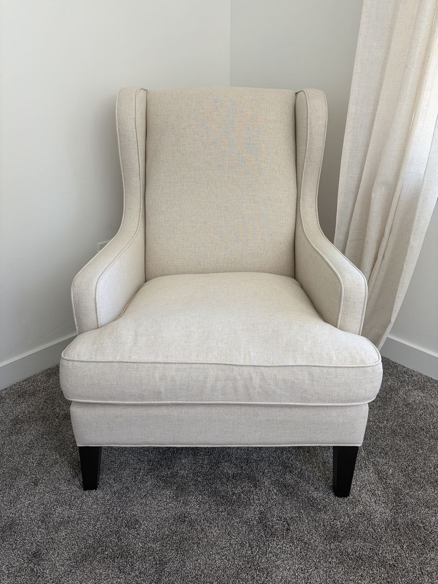 Wingback Accent Chair - Cream Upholstery, Excellent Condition
