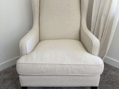 Wingback Accent Chair - Cream Upholstery, Excellent Condition