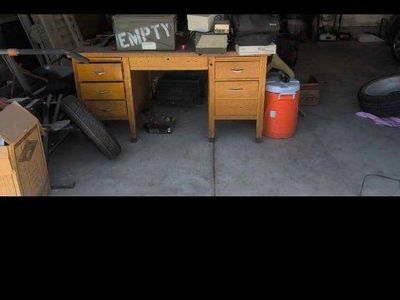Wood Office Desk with 3 Drawers and 2 Filing Drawers