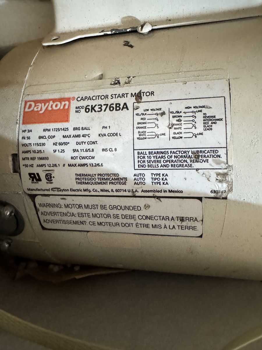 Dayton 6K376BA 3/4hp motor