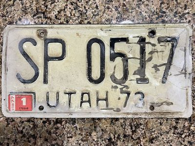 Vintage Utah 1973 License Plate - SP 0517 - Collectible Automobile Memorabilia