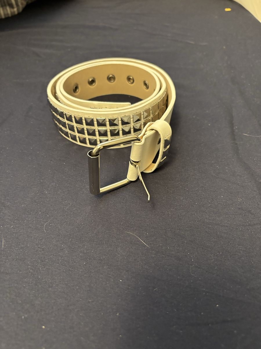 Y2K white studded belt