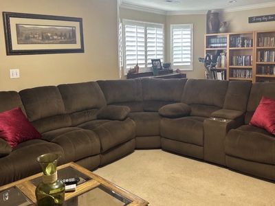 Brown Reclining Sectional Sofa with Cupholders