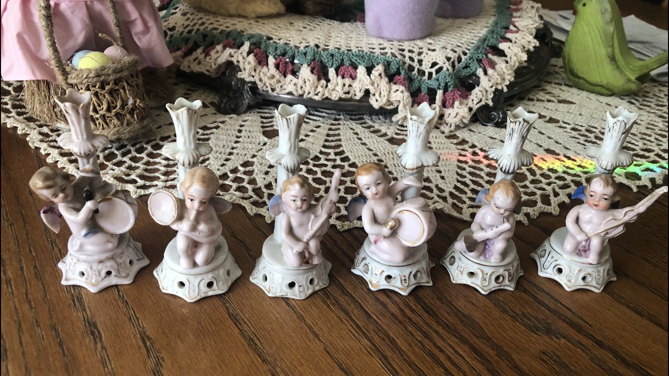 6 Porcelain Cherub Figurines