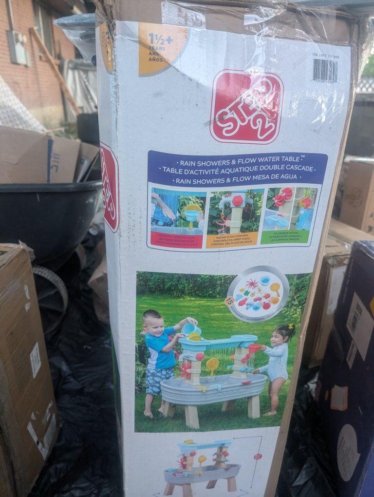 Step2 Rain Showers & Flow Water Table - Kids Outdoor Play Toy with 15 Accessories, New in Box