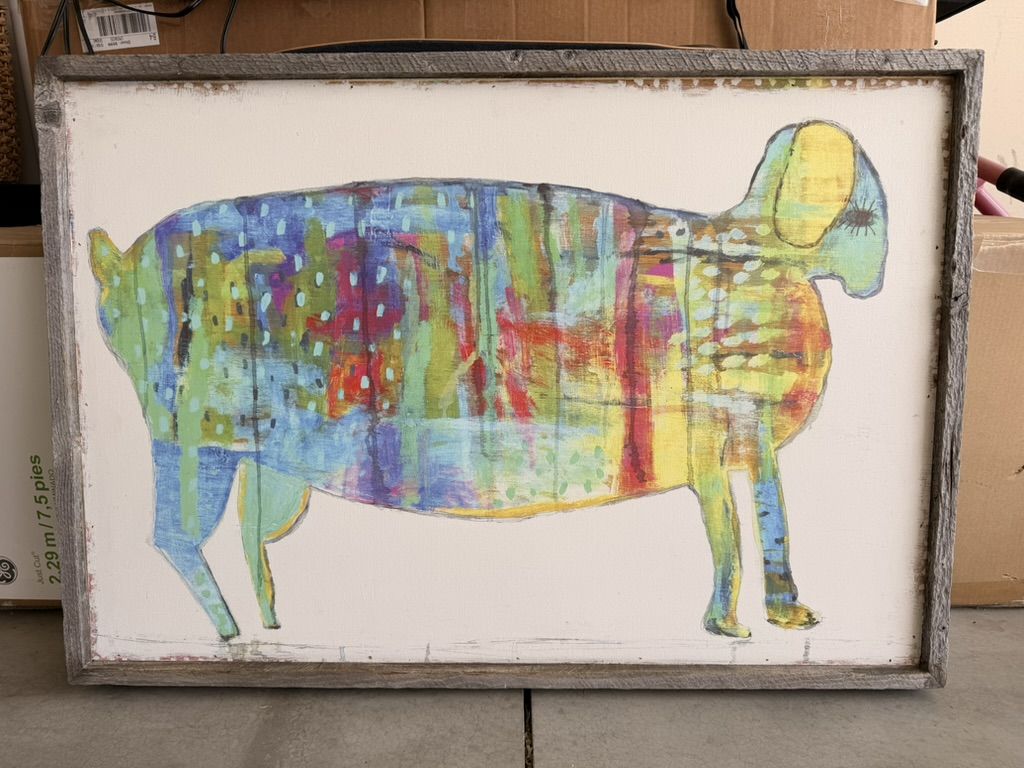 Sugarboo Colorful Sheep Framed Painting Canvas Wall Art Home Decor
