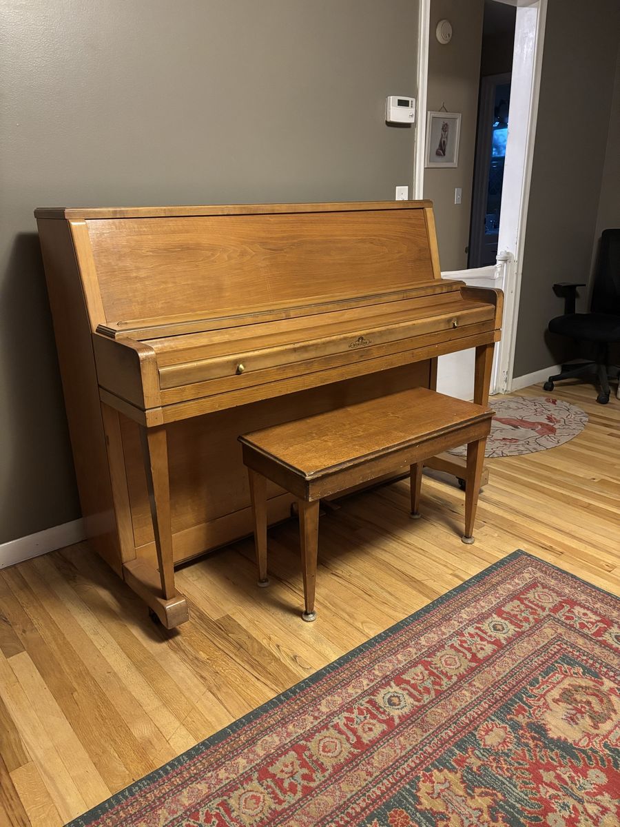 Wurlitzer Upright Piano with Bench - Classic Wood Finish