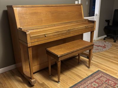 Wurlitzer Upright Piano with Bench - Classic Wood Finish