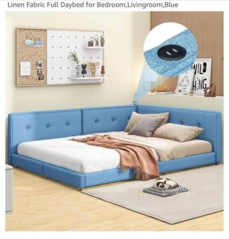 Full Size Platform Bed - Blue (Box 1 of 2)