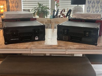 Pioneer DJ PLX-500K Turntables (2) with Odyssey FZ1200BL Cases - Mint Condition