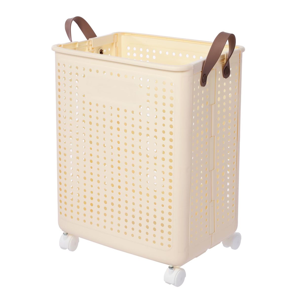 New- Basket Collapsible Laundry Hamper Plastic Dirty Clothes Hamper Storage Basket with Wheels for College Dorm Home