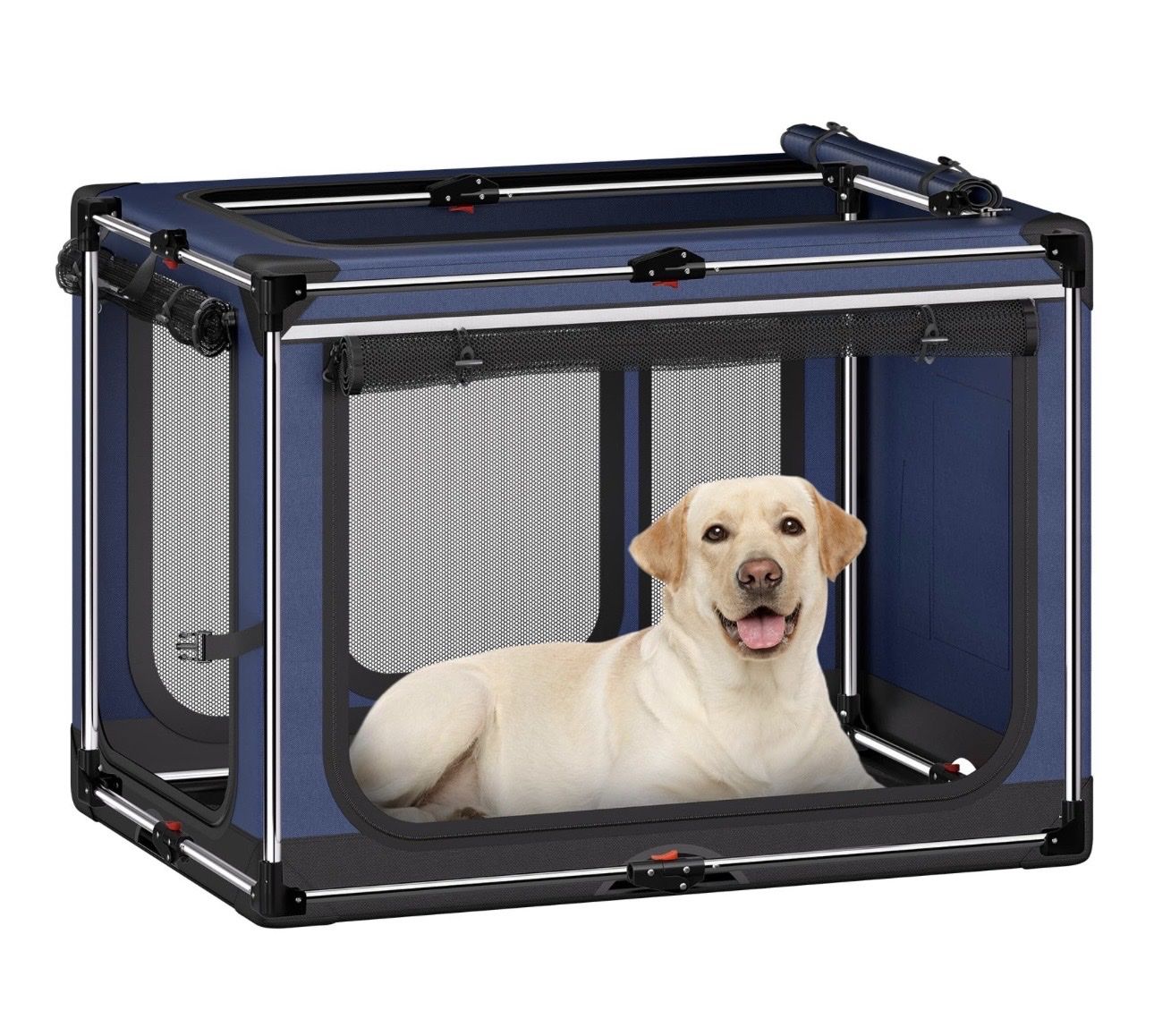 Collapsible Dog Crate: 42 Inch Foldable Soft Sided Dog Crate for Extra Large Dogs, Portable Dog Travel Kennel with Soft Mat for