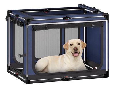 Collapsible Dog Crate: 42 Inch Foldable Soft Sided Dog Crate for Extra Large Dogs, Portable Dog Travel Kennel with Soft Mat for