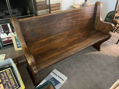Vintage Solid oak Wood Church Pew Bench - Antique Seating