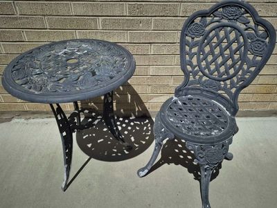 ️Vintage Rose Floral Cast Iton Aluminum Chair Table Patio Garden Set