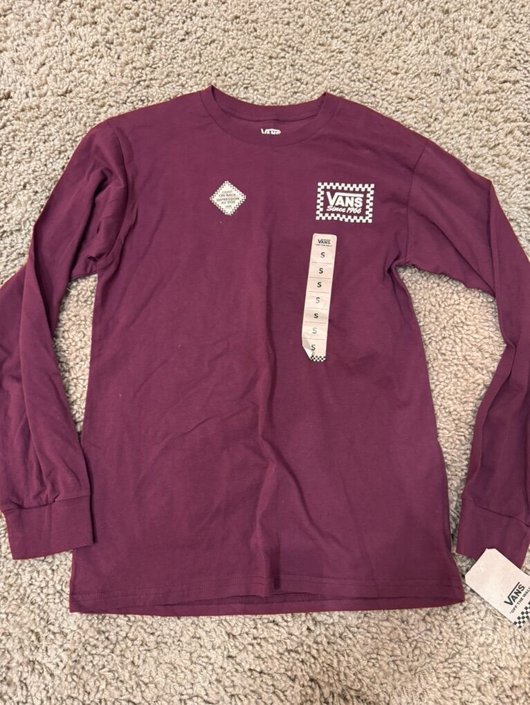 Vans Long Sleeve T-Shirt Mens Sz S Maroon