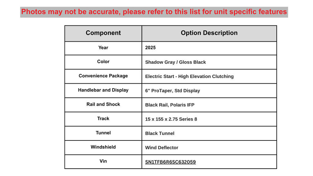 2025 Polaris® 650 RMK SP 155 Shadow Gray / Gloss Black