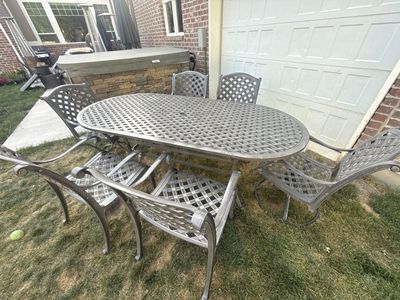 Outdoor Patio Dining Set, 7 Piece Metal Table and Chairs