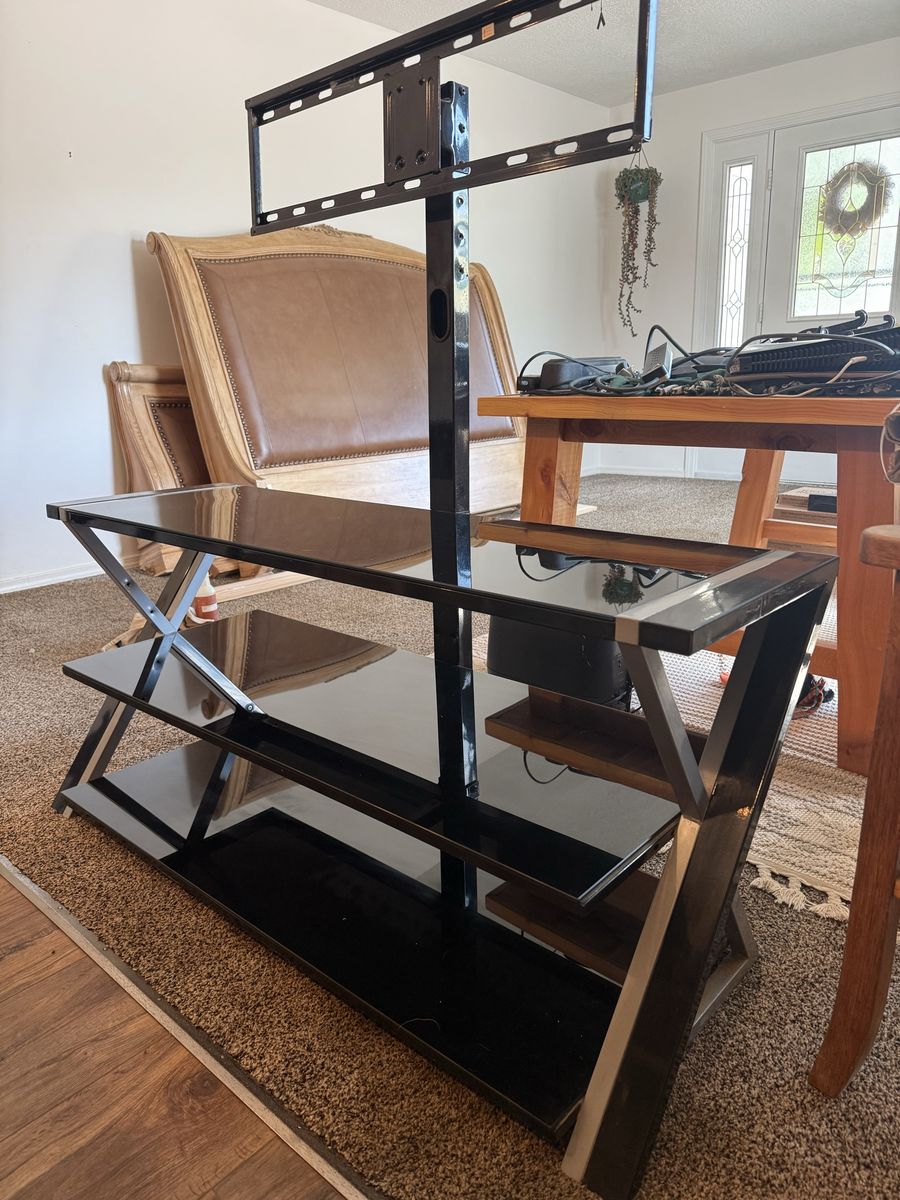 Black glass tv stand
