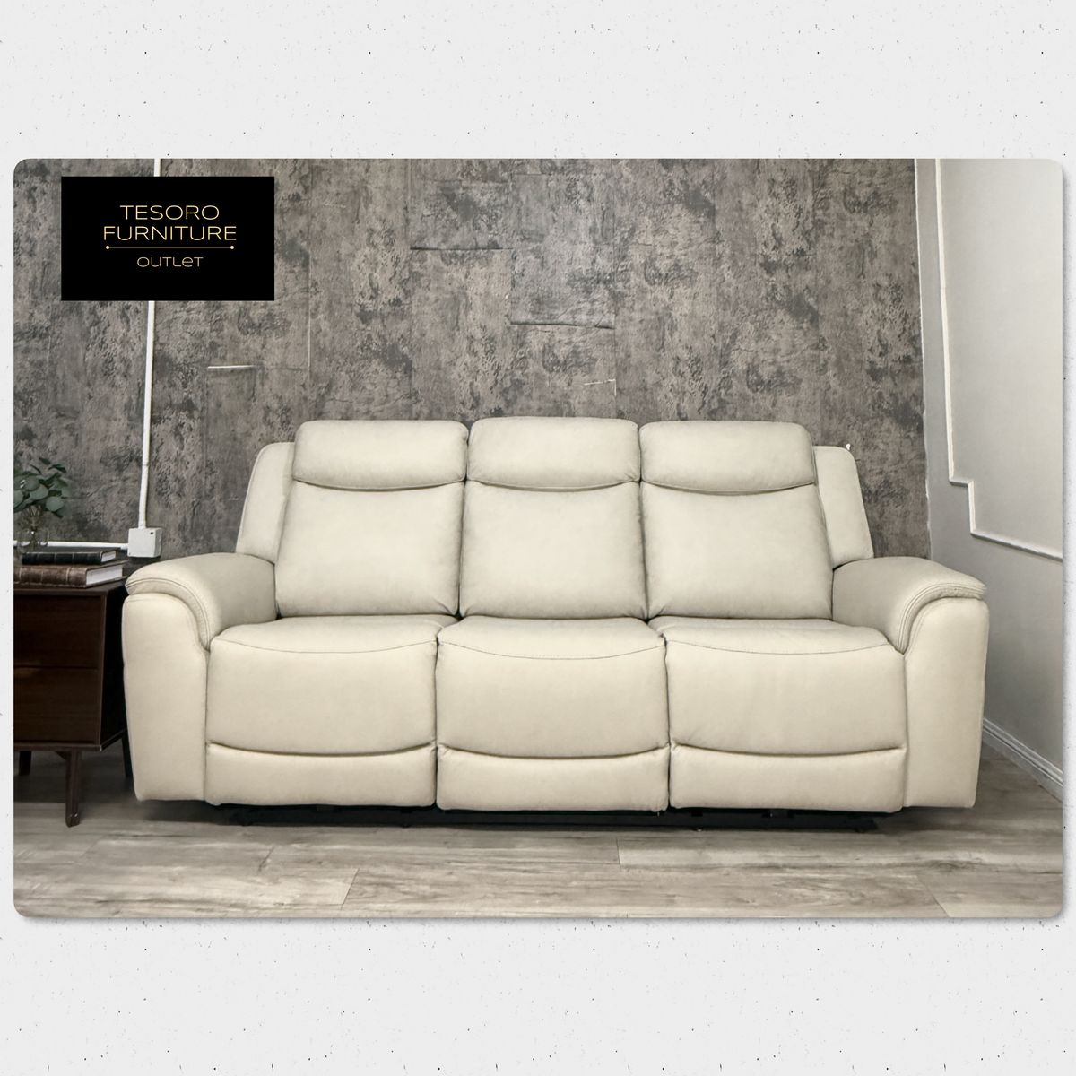NEW SANDERS LEATHER CREAM RECLINER SOFA