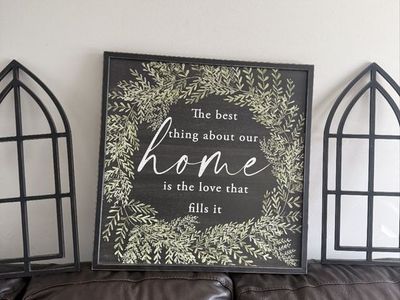 Rustic Farmhouse Wall Decor - "The Best Thing About Our Home" Sign