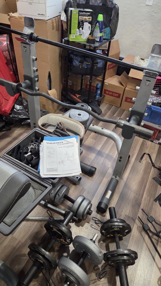 Weider Core 600 Weight Bench Exerciser with Weight Set and Accessories