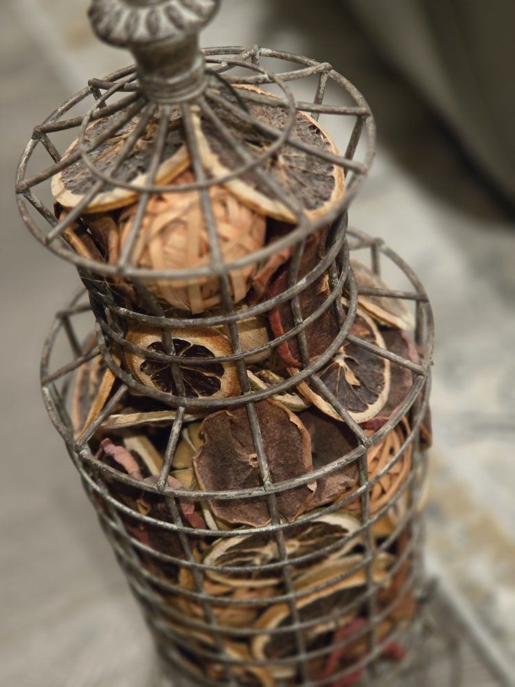Decorative Metal Bird Cage with Potpourri, Rustic Home Decor Accent