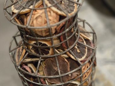 Decorative Metal Bird Cage with Potpourri, Rustic Home Decor Accent