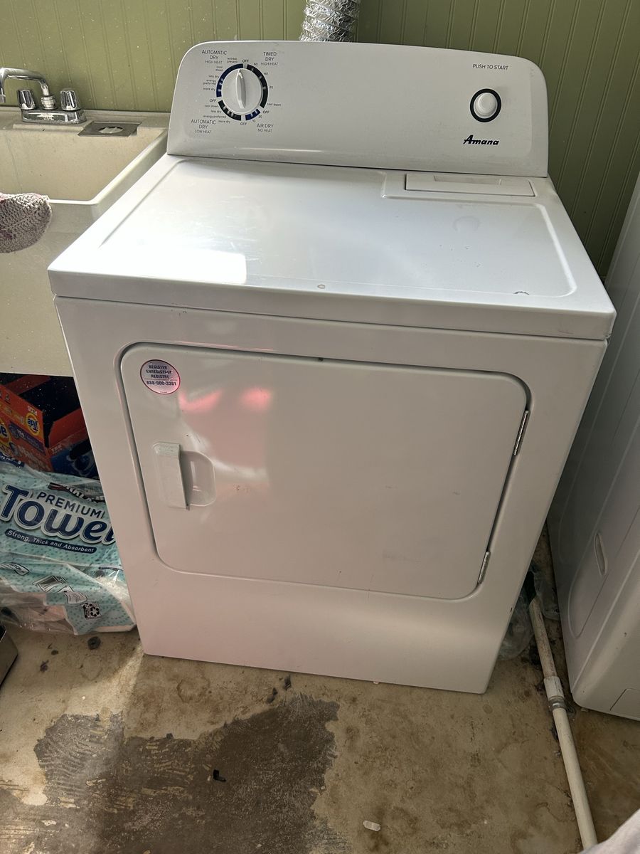 Amana White Electric Dryer - Automatic & Timed Dry Cycles