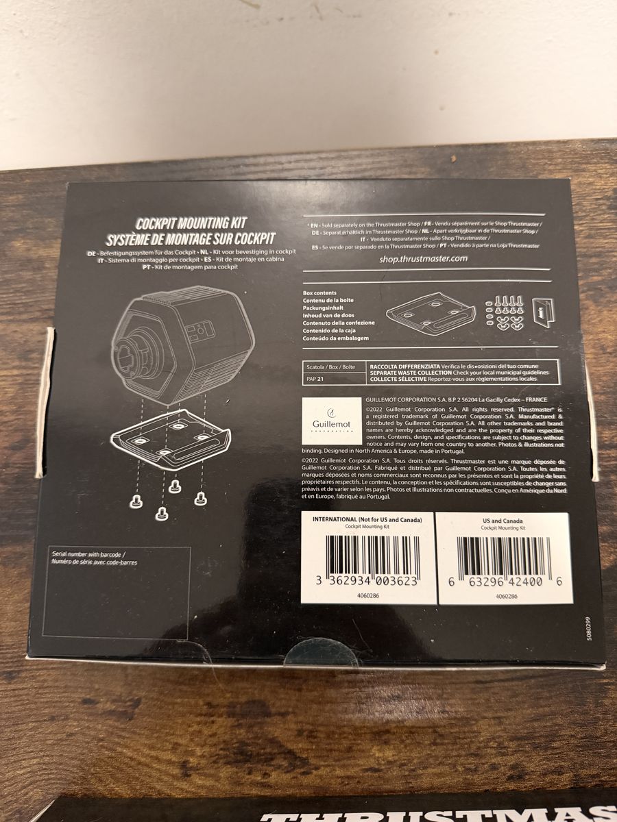 Thrustmaster Cockpit Mounting Kit - Essential Accessory for Racing Simulators, New in Box