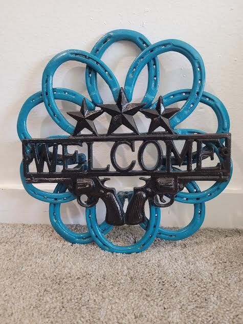 Horseshoe welded Welcome sign