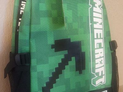 Minecraft Green Backpack with Creeper Pickaxe Design - New with Tags, BIOWORLD Brand