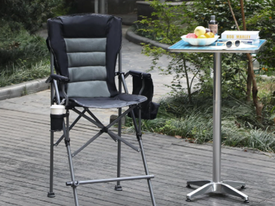 New - Extra Tall Folding Chairs, Set of 2, Portable Bar Height, Foldable Director Chairs