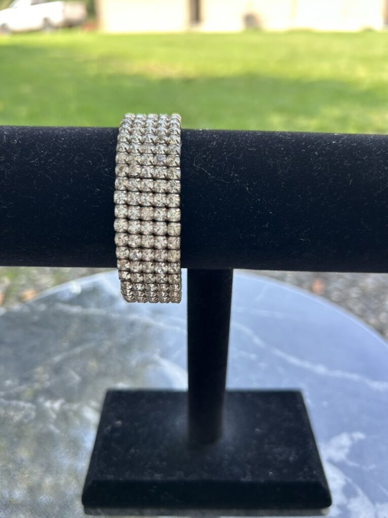Vintage Five Row Rhinestone Cuff