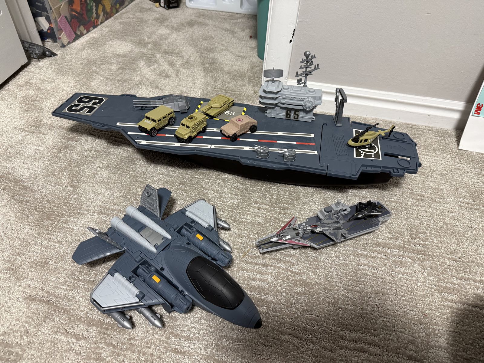 Aircraft Carrier With Tank, Helicopter And Plane