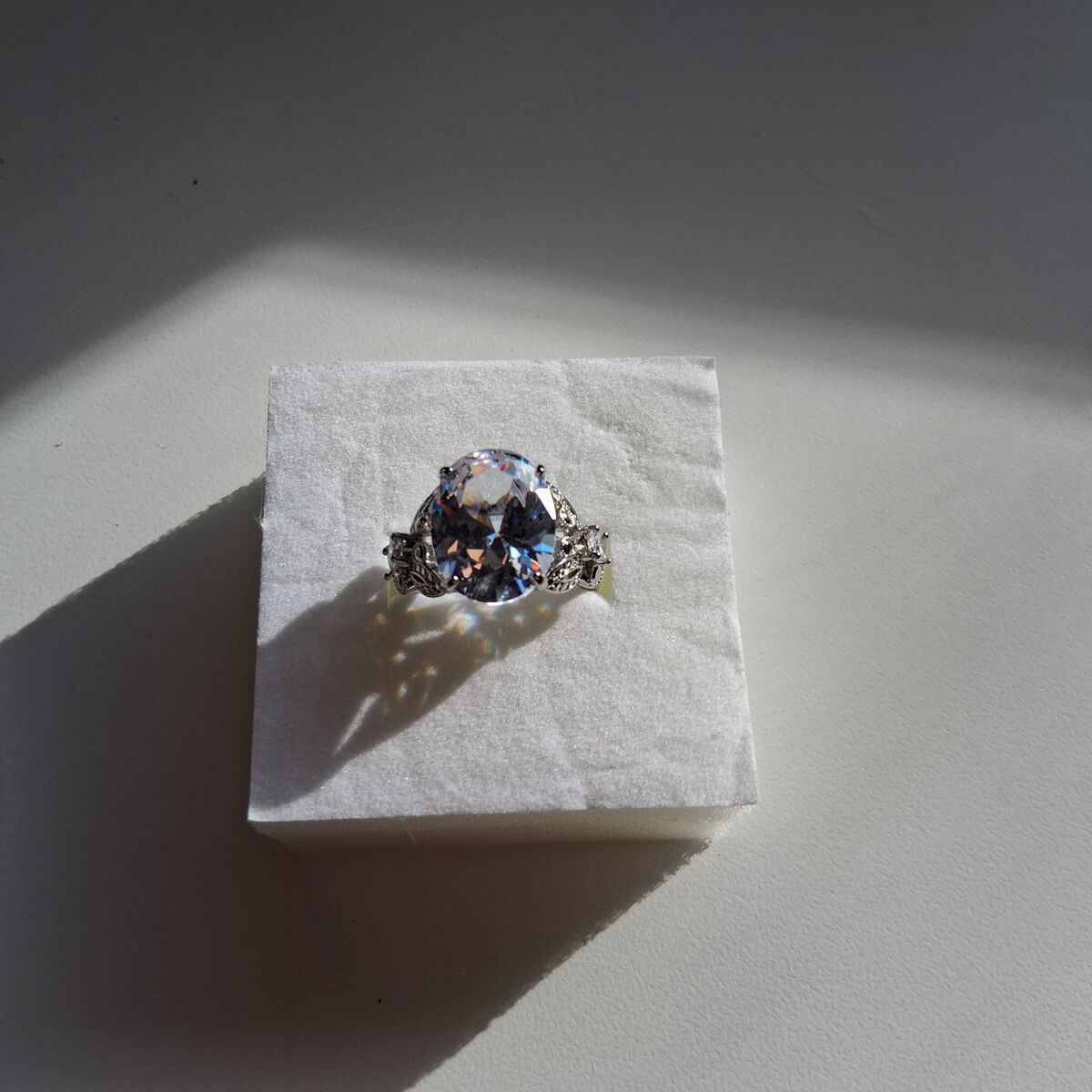 925 Silver 20 caret Lab Created Round Diamond Rin