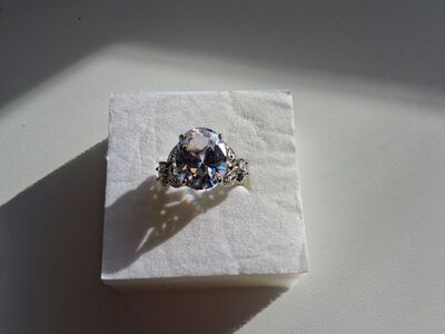 925 Silver 20 caret Lab Created Round Diamond Rin