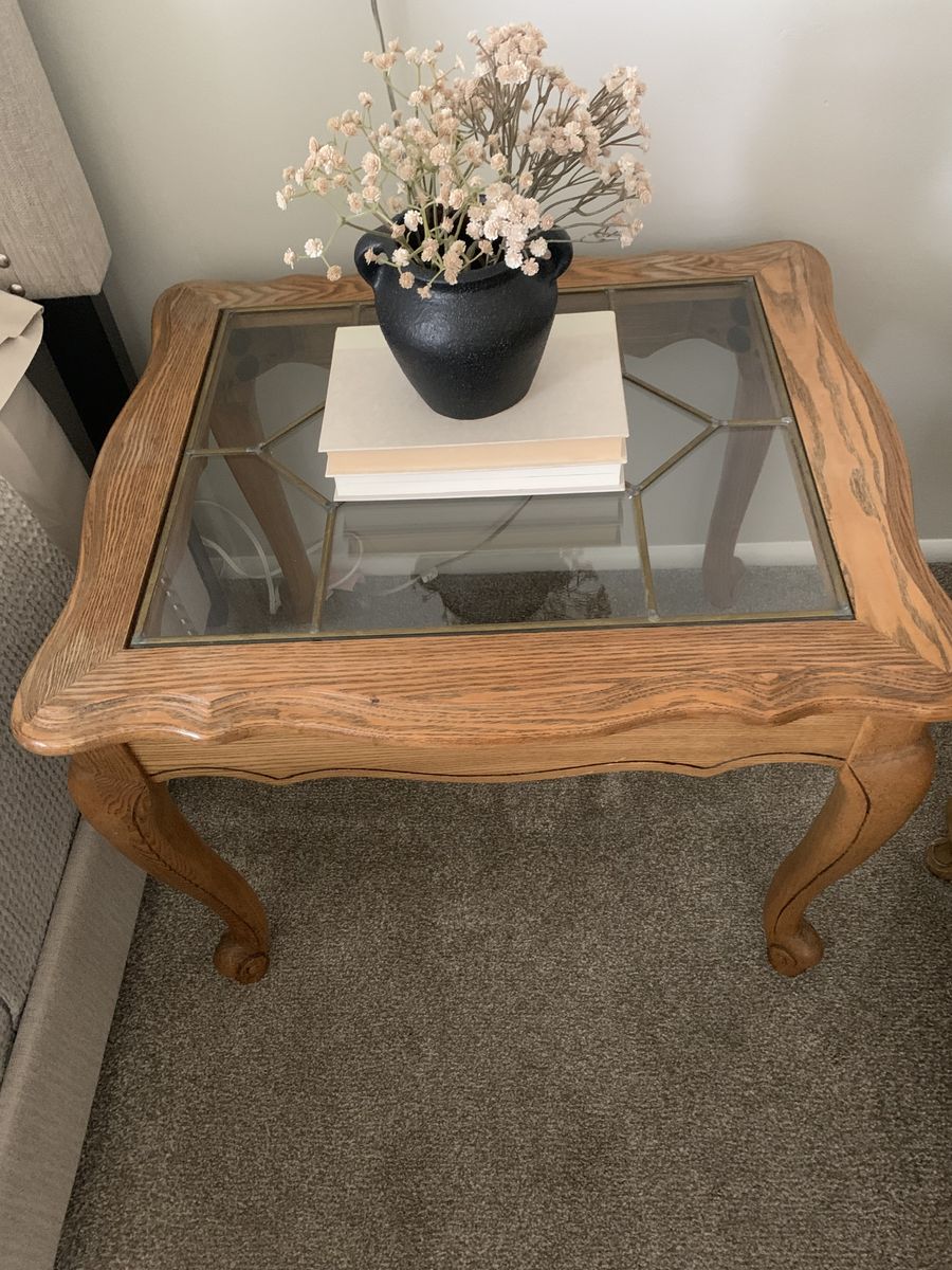 Antique Louis XV Glass Top End Table