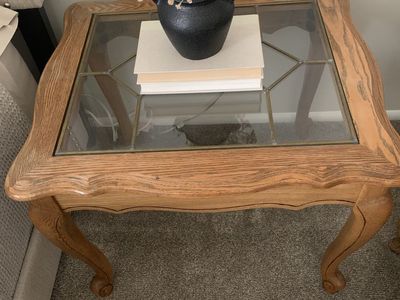 Antique Louis XV Glass Top End Table