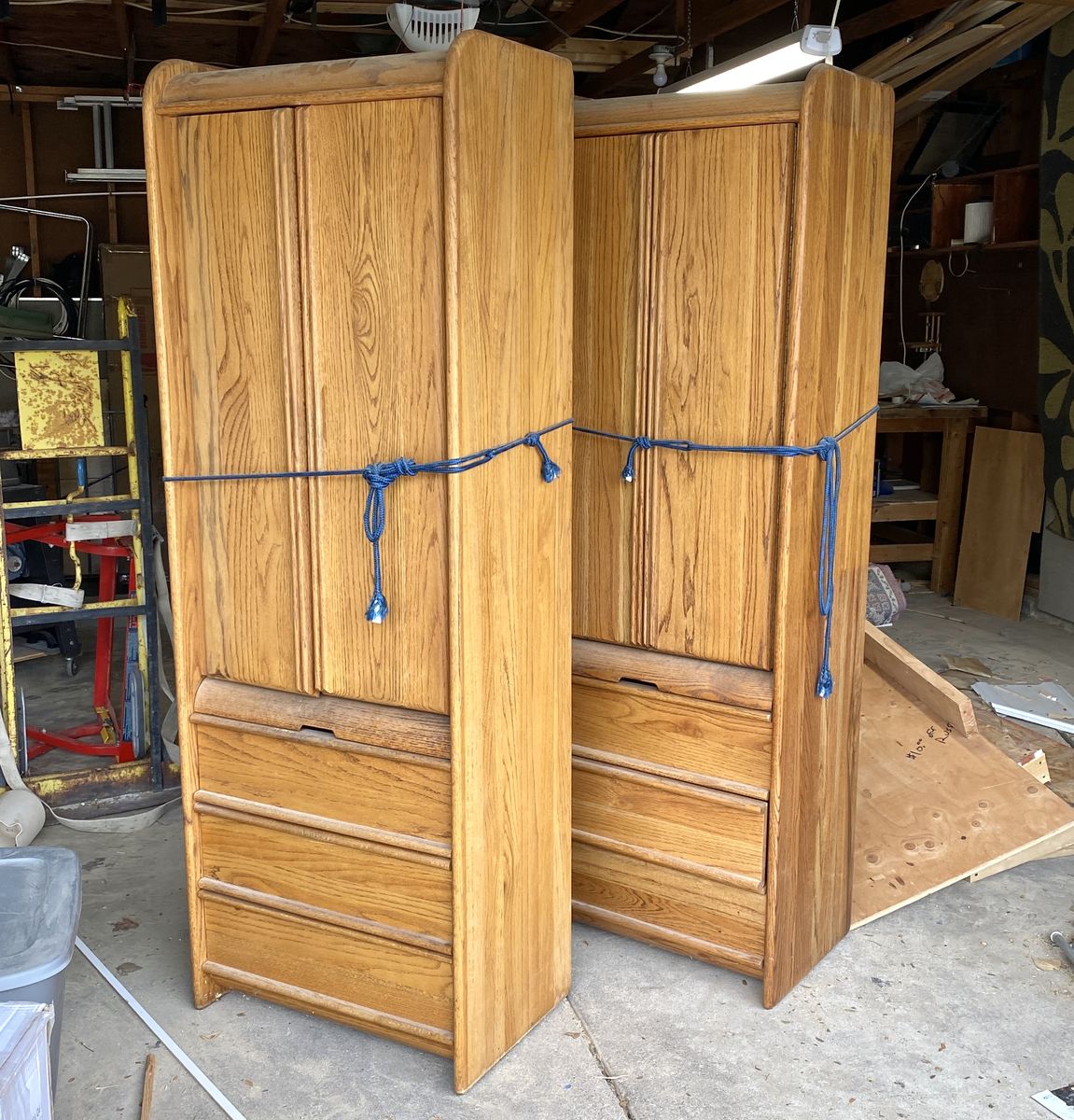 1980s Vintage Custom Made Solid Oak Wardrobes