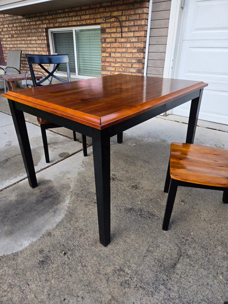 Black and Wooden Dining Chair with Geometric Cutout Backrest