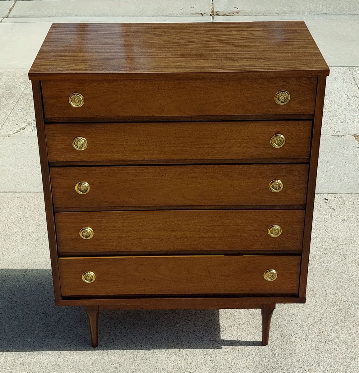 Mid Century Modern Walnut Dresser 4 Drawer