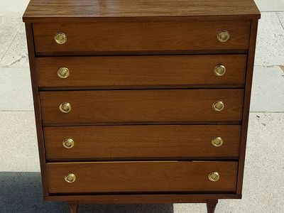 Mid Century Modern Walnut Dresser 4 Drawer