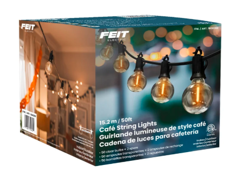 Brand new Feit Electric 50' LED Cafe String Light.