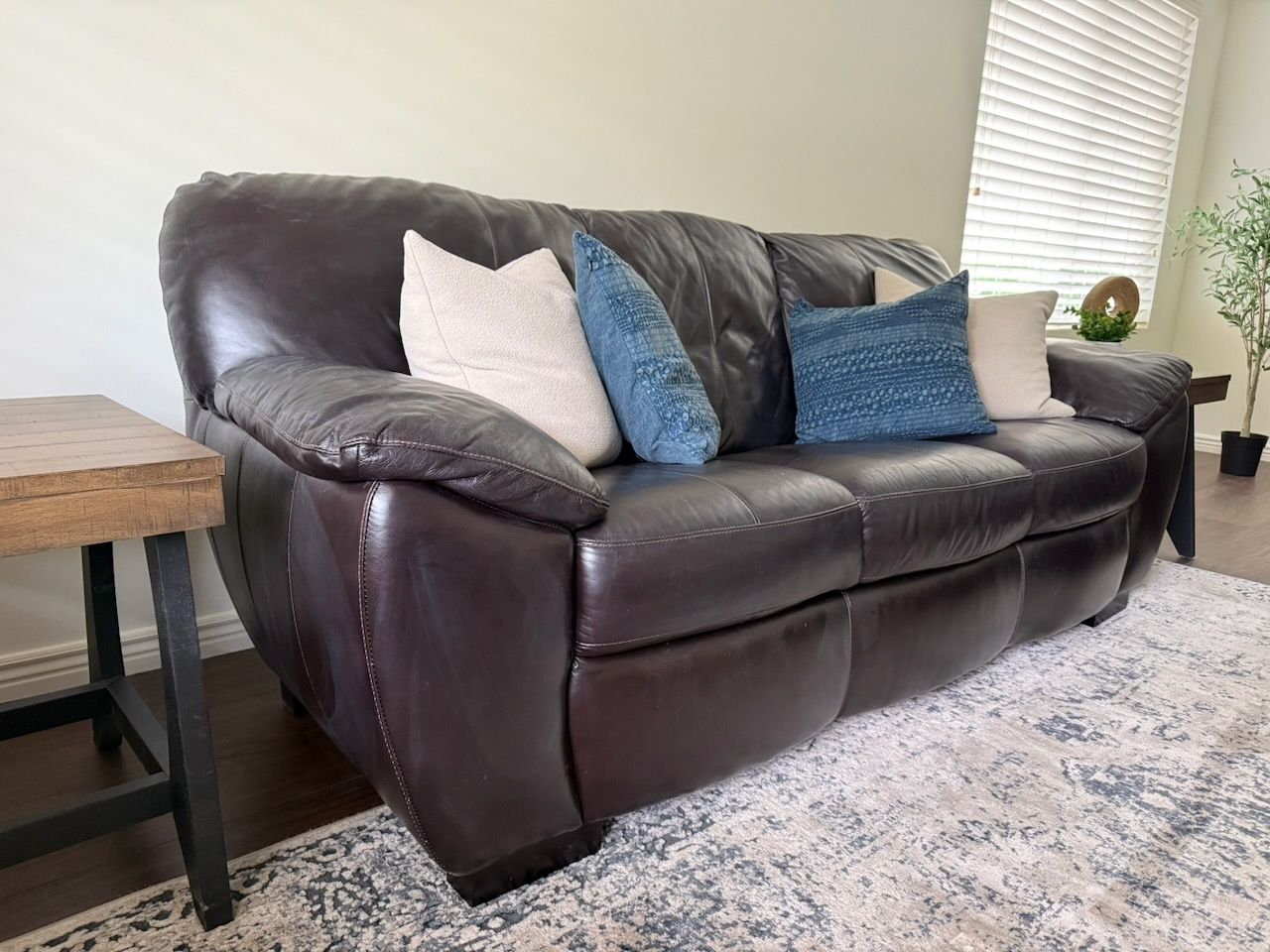 Leather Sofa & Loveseat Set - Brown, Comfortable, Durable